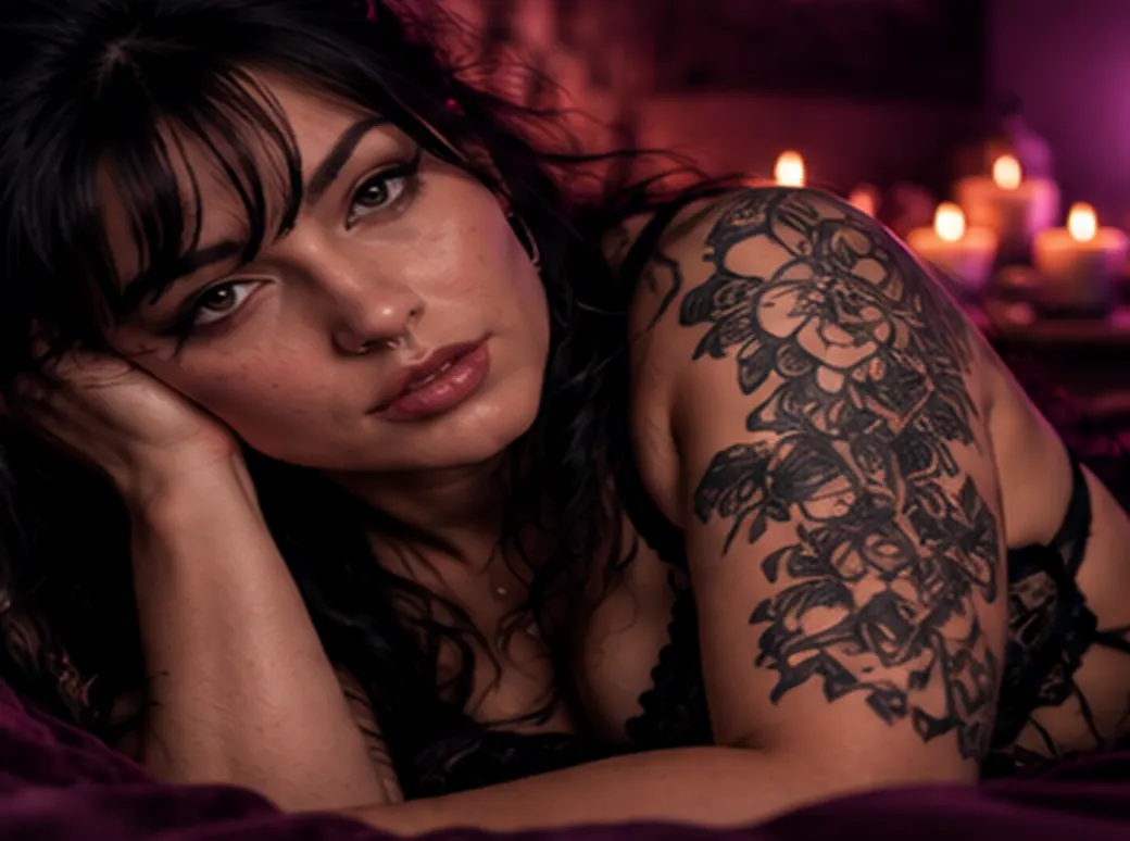 Dark, plum-toned editorial portrait from the Midnight Blush concept