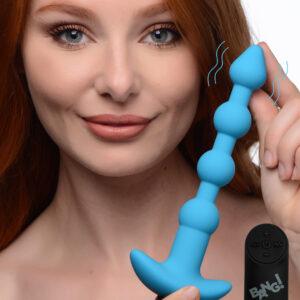 Remote Control Vibrating Silicone Anal Beads - Blue